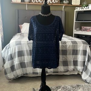 Lace Navy Blue Blouse